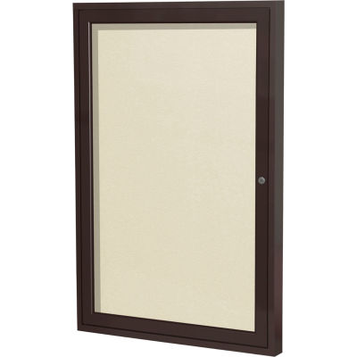 Ghent Enclosed Bulletin Board - Outdoor - Vinyl - Bronze Frame - 36" x 24" H - Ivory