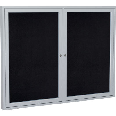 Ghent Enclosed Bulletin Board - Outdoor / Indoor - Vinyl - 48" x 60" H - Black