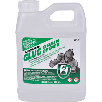 Hercules GLUG® Drain Opener For Kitchen Type Clogs, Quart Bottle, 10 Bottles - 20470 - Pkg Qty 10