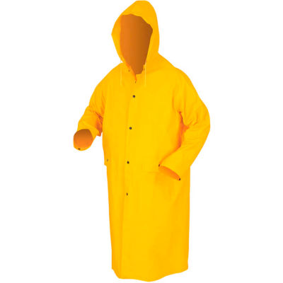 MCR Safety 200CX2 Classic Rain Coat, 2X-Large, .35mm, PVC/Polyester, Detachable Hood, Yellow