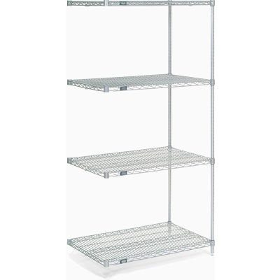 Nexel® Stainless Steel Wire Shelving Add-On 36"W x 24"D x 74"H