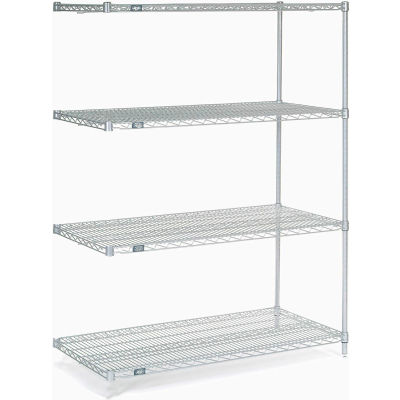 Nexel® Stainless Steel Wire Shelving Add-On 48"W x 24"D x 63"H
