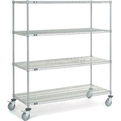 1 Solid Shelf Nexel XS412448 Exchange and Linen Transport Truck Chrome Plated Finish Standard Duty Chrome 1200 lb Capacity 24 Width x 48 Length x 69 Height 4 Wire Shelves 