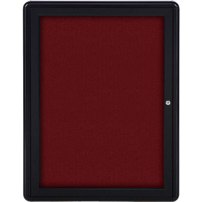 Ghent Ovation Bulletin Board - Indoor - 1 Door - Merlot w/Black Frame - 24"W x 34"H
