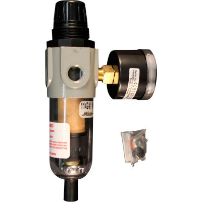 Milton S-1142 Mini Piggyback Filter/Regulator Polycarbonate Bowl 1/4" NPT 150 PSI 20 Micron