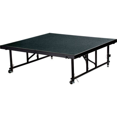 National Public Seating® Transfix 4'L x 4'W Portable Stage w/ Adjustable 16-24"H & Black Carpet