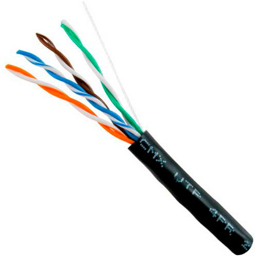 Vertical Cable Cat5e, 350 Mhz, UTP, UV Jacket, Outdoor, CMX, 1000ft, Bulk Ethernet Cable, Black, Wooden Spool