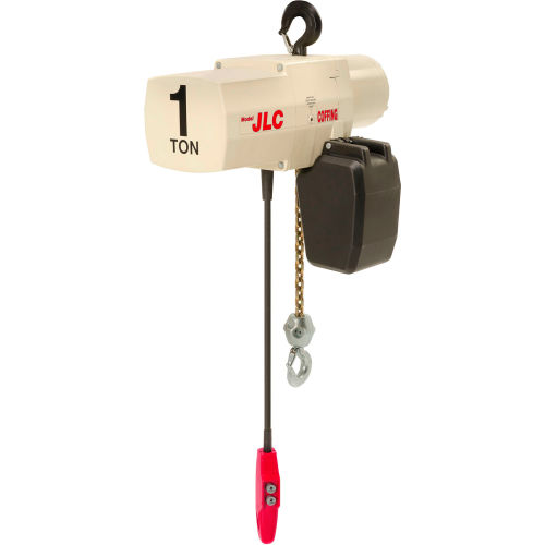 Coffing® JLC 1 Ton, Electric Chain Hoist W/ Chain Container, 10' Lift, 16 FPM, 115/230V