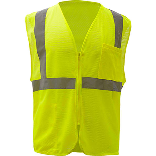 GSS Safety 1001 Standard Class 2 Mesh Zipper Safety Vest, Lime, Large