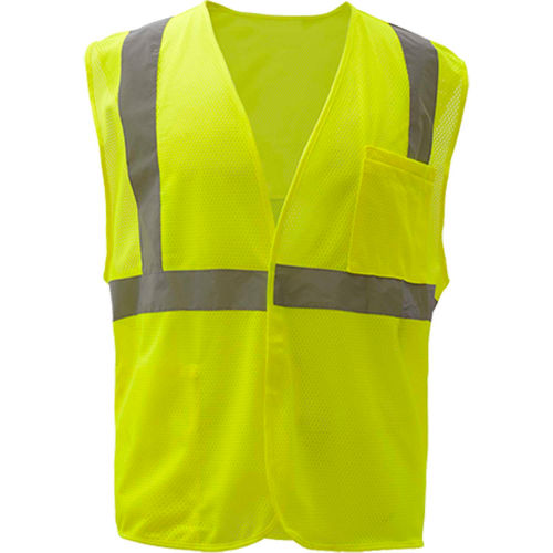 GSS Safety 1003 Standard Class 2 Mesh Hook & Loop Safety Vest, Lime, Medium