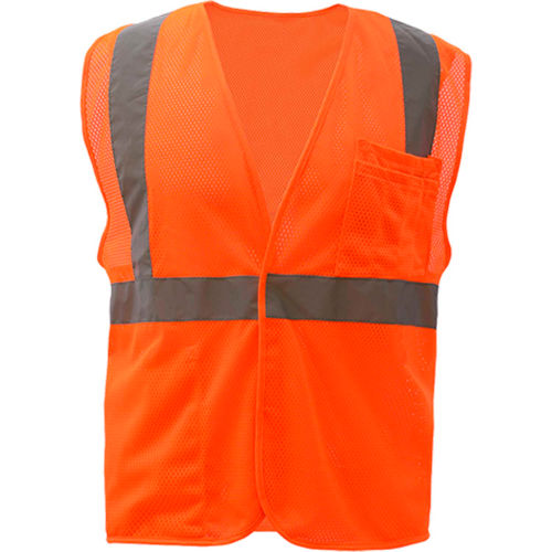 GSS Safety 1004 Standard Class 2 Mesh Hook & Loop Safety Vest, Orange, Medium