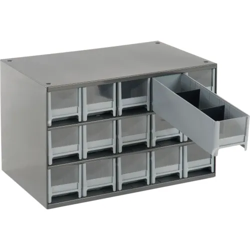 Akro-Mils Steel Small Parts Storage Cabinet 19715 - 17W x 11D x 11H w/  15 Gray Drawers