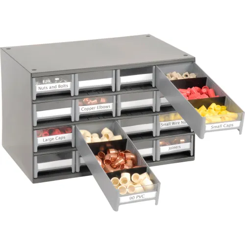 Akro-Mils Plastic Storage Cabinets, 16-64 Clear Drawers