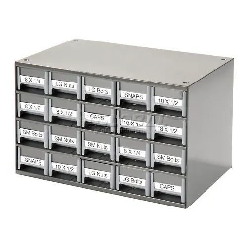Akro-Mils Steel Small Parts Storage Cabinet 19320 - 17W x 11D x 11H w/  20 Gray Drawers