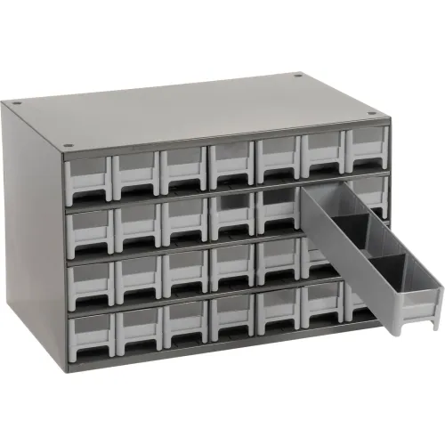 Akro-Mils Steel Small Parts Storage Cabinet 19228 - 17W x 11D x 11H w/  28 Gray Drawers