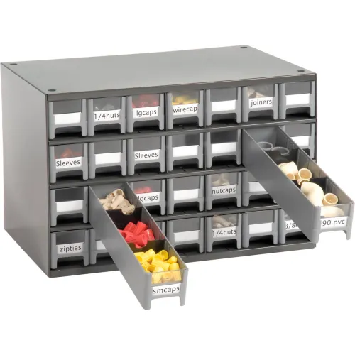 Akro-Mils Steel Small Parts Storage Cabinet 19228 - 17W x 11D x 11H w/  28 Gray Drawers