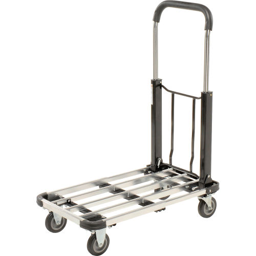 Portable Folding Aluminum Platform Trucks, Lightweight Folding Handle Deck Truck, Salesman and Distribution Carts, Outdoor Route Driver Platform Trucks