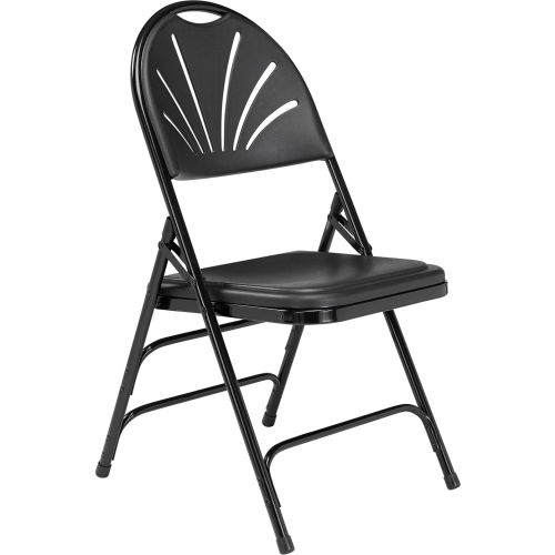 National Public Seating Plastic Folding Chair - Triple Brace - Black