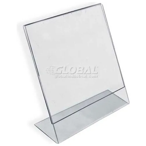 Global Approved 112741 Vertical Slanted L-Shaped Acrylic Sign Holder, 2 ...