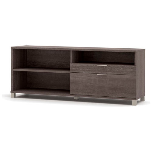 Bestar&#174; Pro-Linea Credenza with Drawers Bark Grey