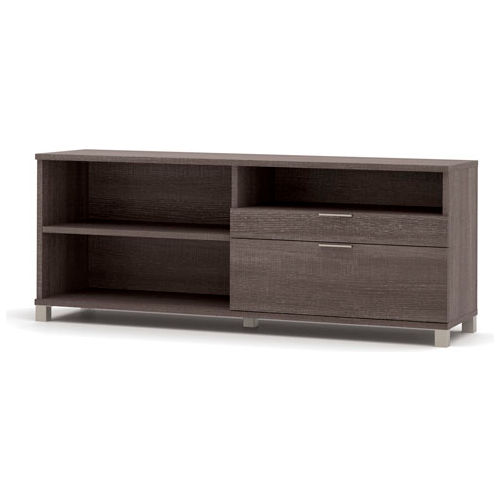 Bestar® Pro-Linea Credenza with Drawers Bark Grey