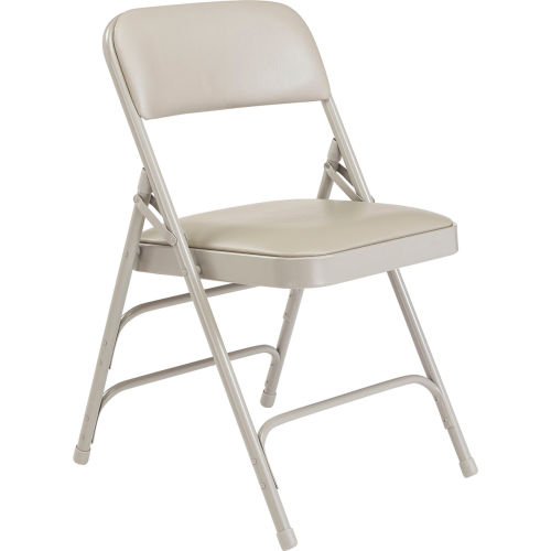 National Public Seating Vinyl Folding Chair - Triple Brace - Gray Vinyl/Gray Frame