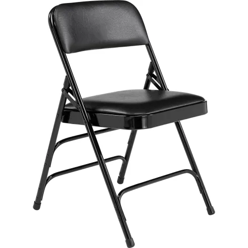 NPS Padded Vinyl Premium Folding Chair Black 1300 Series Pkg Qty 4