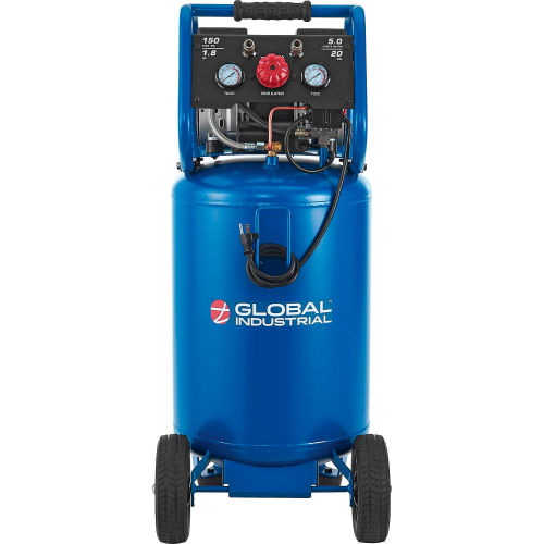 Global Industrial™ Portable Quiet Electric Air Compressor, 1.8 HP, 20 Gal, 5.0 CFM, OilFree