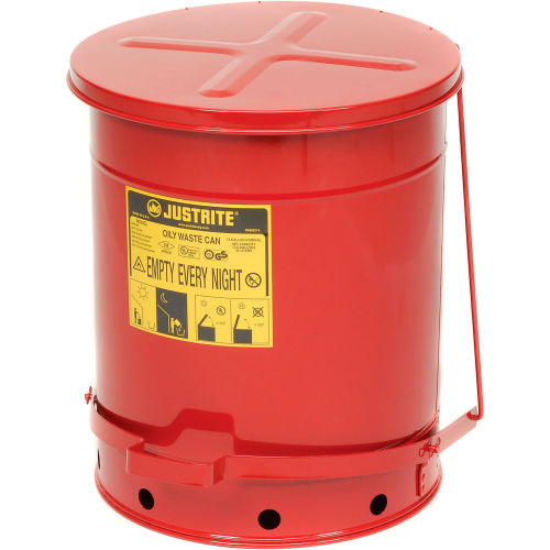 14 Gallon Justrite Oily Waste Can - Red