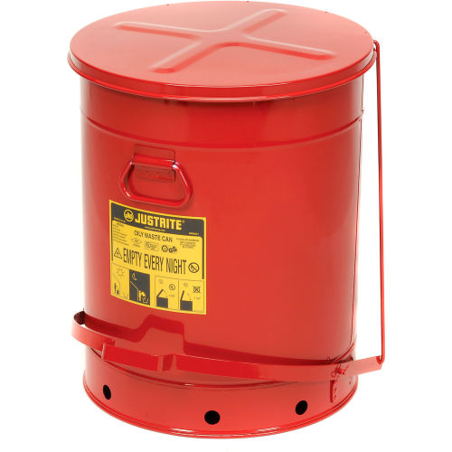 21 Gallon Justrite Oily Waste Can - Red
