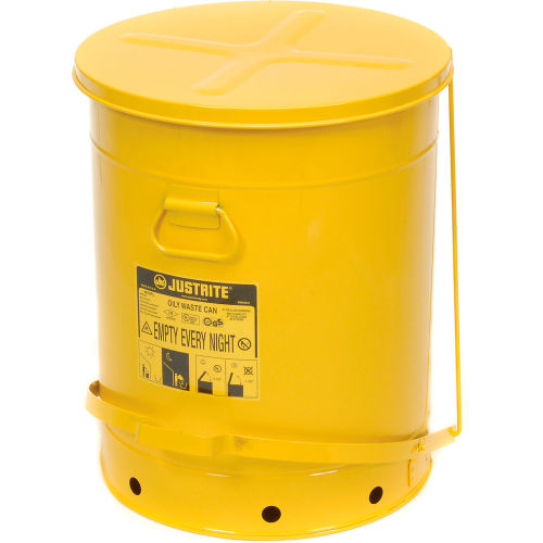 21 Gallon Justrite Oily Waste Can - Yellow