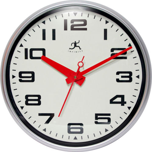 Infinity Instruments 15" Round Lexington Avenue Wall Clock - Silver