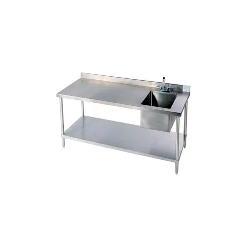 Aero Manufacturing 304 Stainless Steel Table, 72 x 30", Right Sink, 16