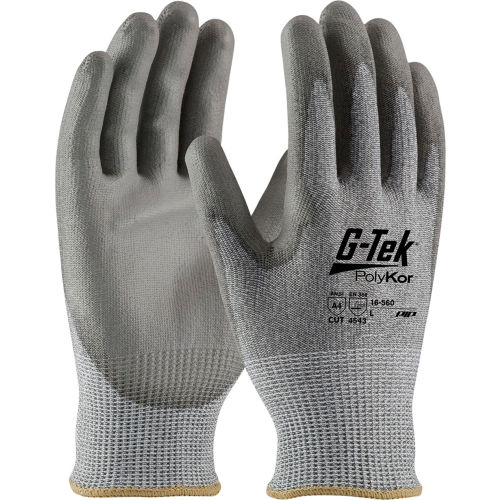 PIP G-Tek&#174; CR Polyurethane Gray Grip Gloves W/ HPPE/Glass Liner, Gray Palm/Fingers, XL, 1 DZ