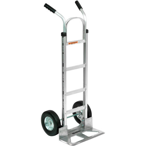Aluminum Hand Truck with Double Handle and Semi-Pneumatic Wheels