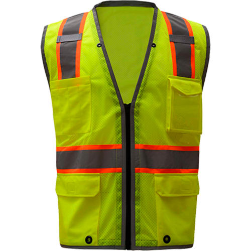 GSS Safety 1701, Class 2 Heavy Duty Safety Vest, Lime, L