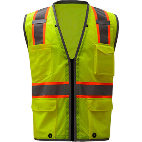 GSS Safety 1701, Class 2 Heavy Duty Safety Vest, Lime, 3XL