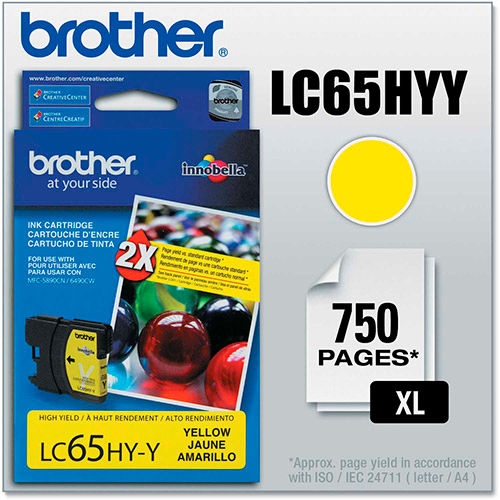 Brother&#174; LC65HYY (LC-65HYY) Innobella High-Yield Ink, 750 Page-Yield, Yellow