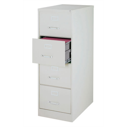Hirsh Industries® 25" Deep Vertical File Cabinet 4-Drawer Legal Size - Light Gray