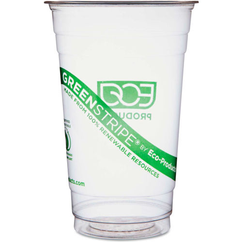Eco-Products® GreenStripe Renewable Resource Cold Drink Cups, 20 oz, Clear, 1000/Carton