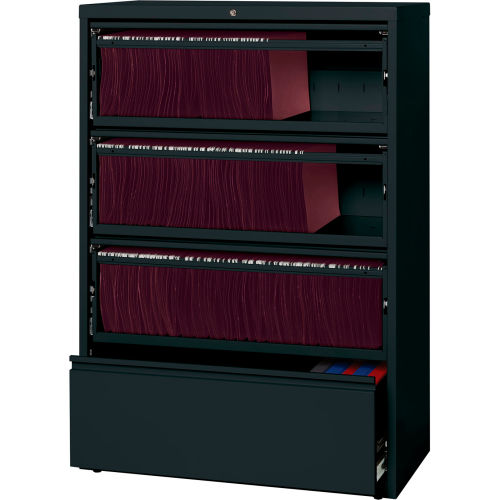 Hirsh Industries® HL8000 Series® 36"W Receding Drawer Front Lateral File 4-Drawer - Black