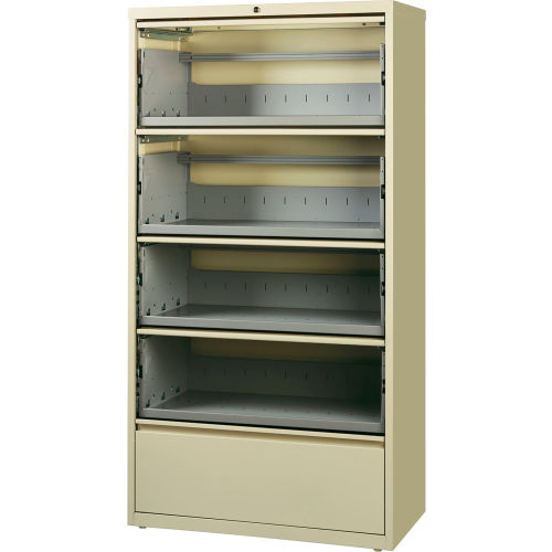 Hirsh Industries&#174; HL8000 Series&#174; 36"W Receding Drawer Front Lateral File 5-Drawer - Putty