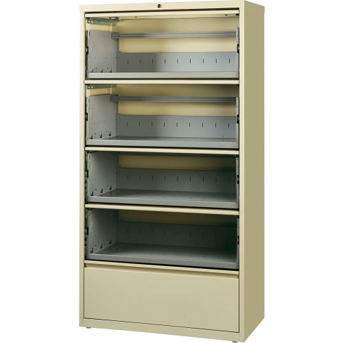 Hirsh Industries® HL8000 Series® 36"W Receding Drawer Front Lateral File 5-Drawer - Putty