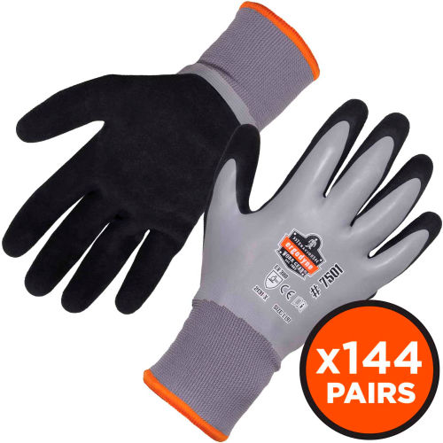 Ergodyne® ProFlex® 7501 Coated Waterproof Winter Work Gloves, 2XL, Gray, Case