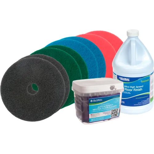 Vinyl Composite Tile (VCT) Stripping, Polishing and Scrubbing Pad & Chemical Package 17"