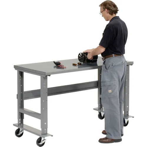 48 Heavy Duty Mobile Workbench Adjustable Height Work Table Sale