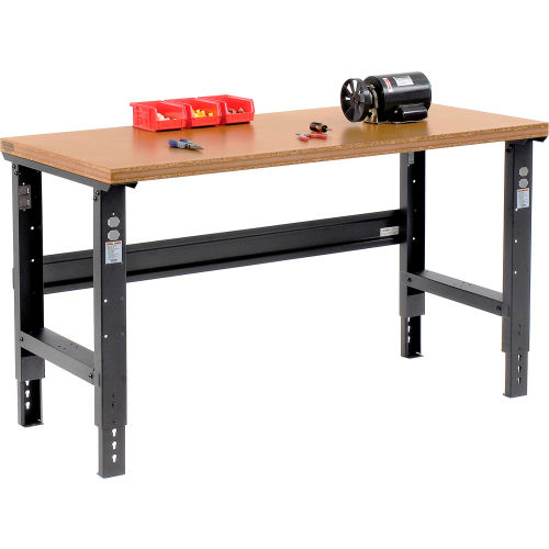 60 X 30 Shop Top Square Edge Workbench Adjustable Height Black