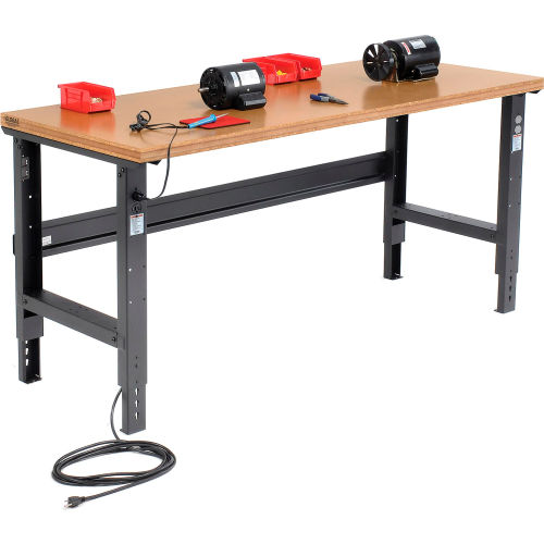 72 X 30 Shop Top Square Edge Workbench Adjustable Height Black