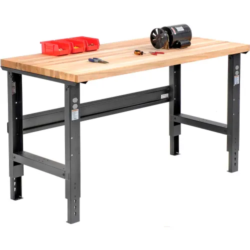 US Maple Top Work Table - 30 x 60 x 35 Inch Commercial Butcher Block Wooden  Workbench with Open Base Stabilizing Leg Cross Braces - Fits Restaurant