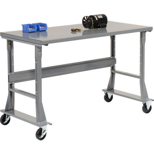 Height Adjustable Steel Top Mobile Workbench